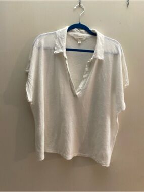 Banana Republic White V-Neck Collared polo Top